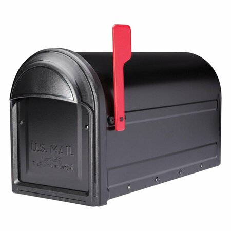 ARCHITECTURAL MAILBOXES Barrington Galvanized Steel Post Mounted Black Mailbox, 11 x 8.8 x 20.6 in. AR6553